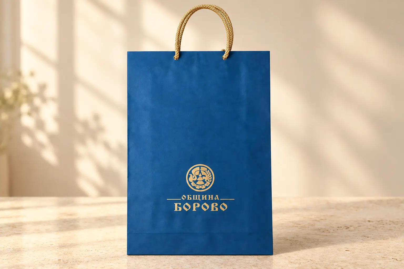 Синя хартиена чанта Борово